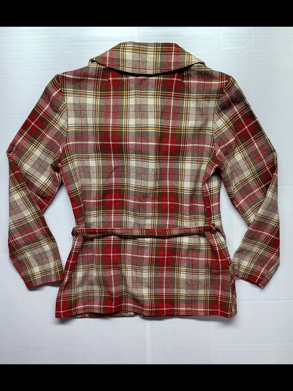 50's Pendleton Red Plaid Belted Wool Blazer - Picture 3 of 8